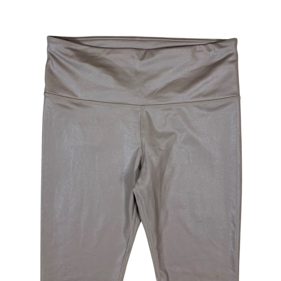 Athleta Taupe Shiny High Rise Powerlift Leggings Stretch Activewear Small - Picture 2 of 5